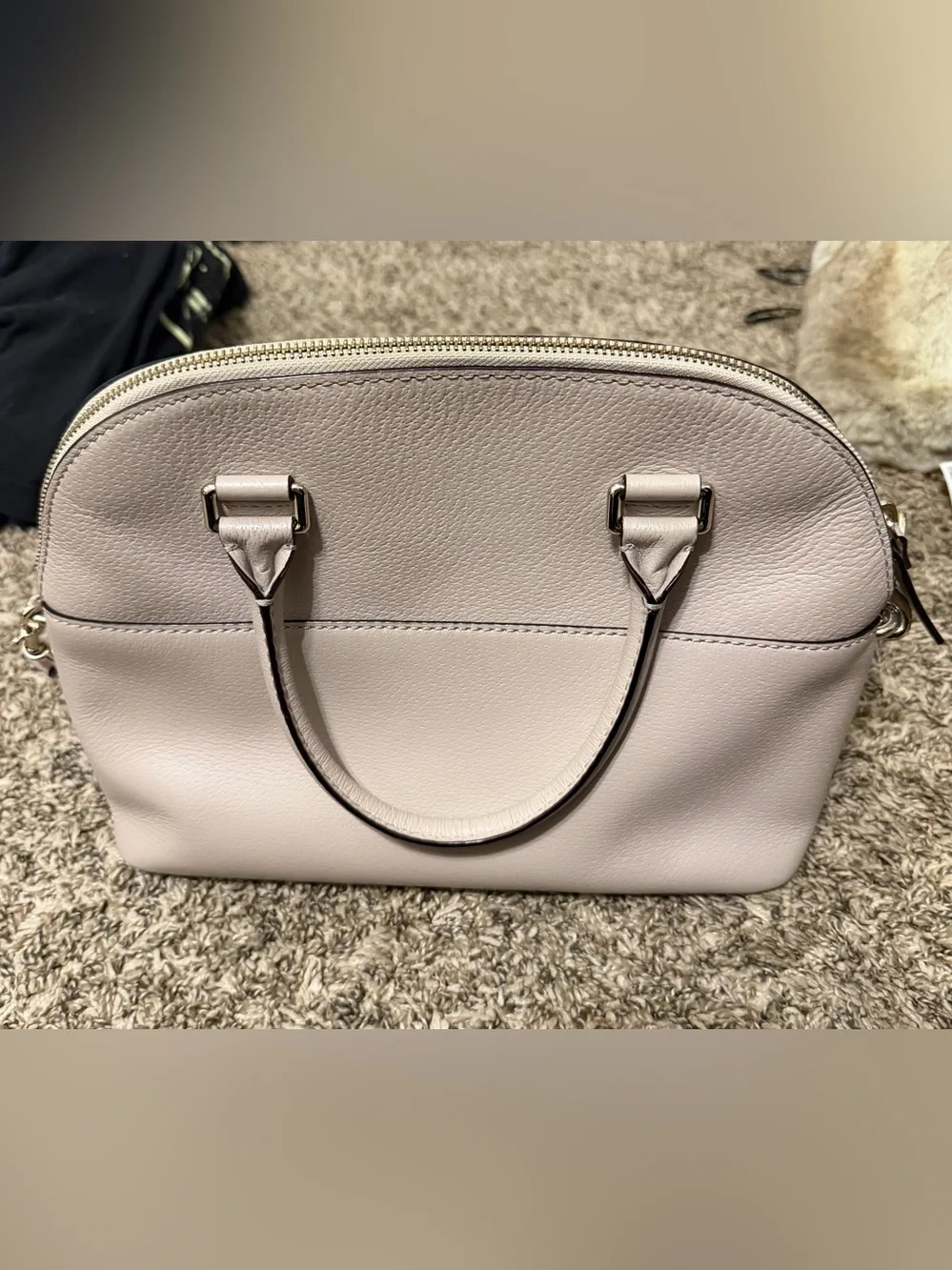 kate spade new york blush beige pebbled leather dome satchel crossbody bag